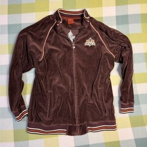Vintage Enyce Brown Velour Zip-Up Track Jacket size XL